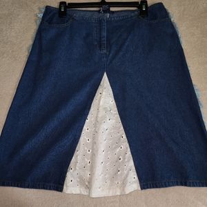 Mixed media denim skirt